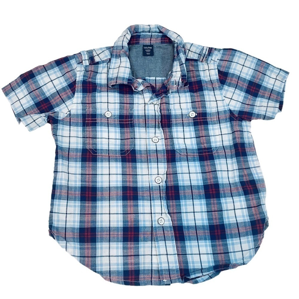 Baby Gap Short Sleeve Plaid Button Down Shirt